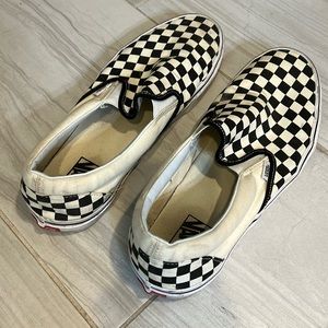 Black And White white checkered, men’s vans, size 13